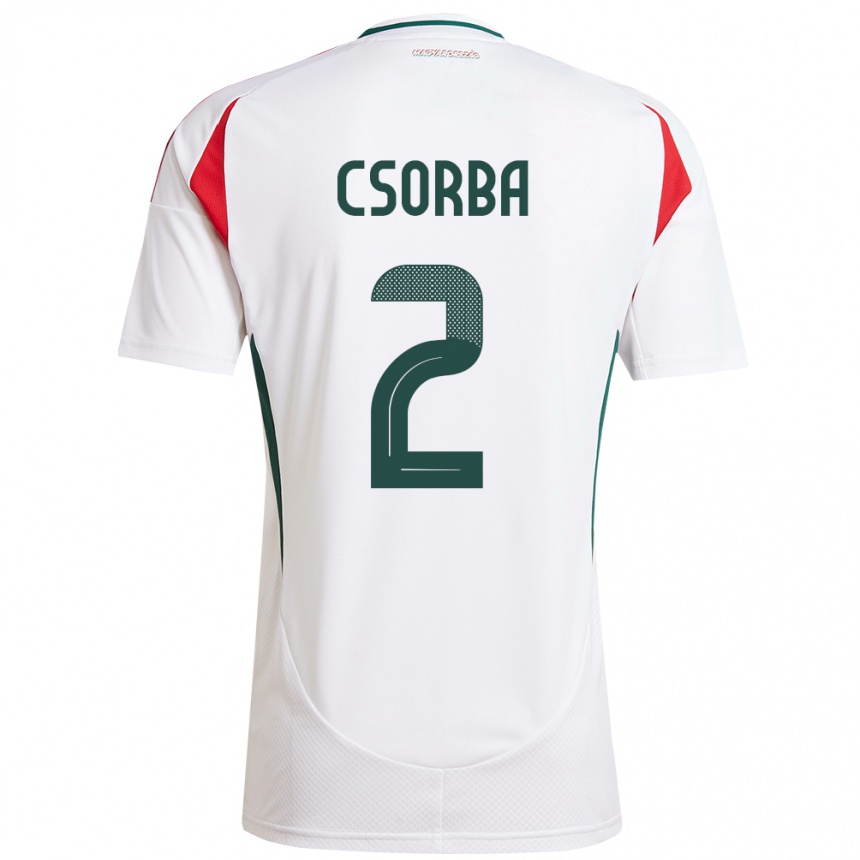 Niño Fútbol Camiseta Hungría Dominik Csorba #2 Blanco 2ª Equipación 24-26 México