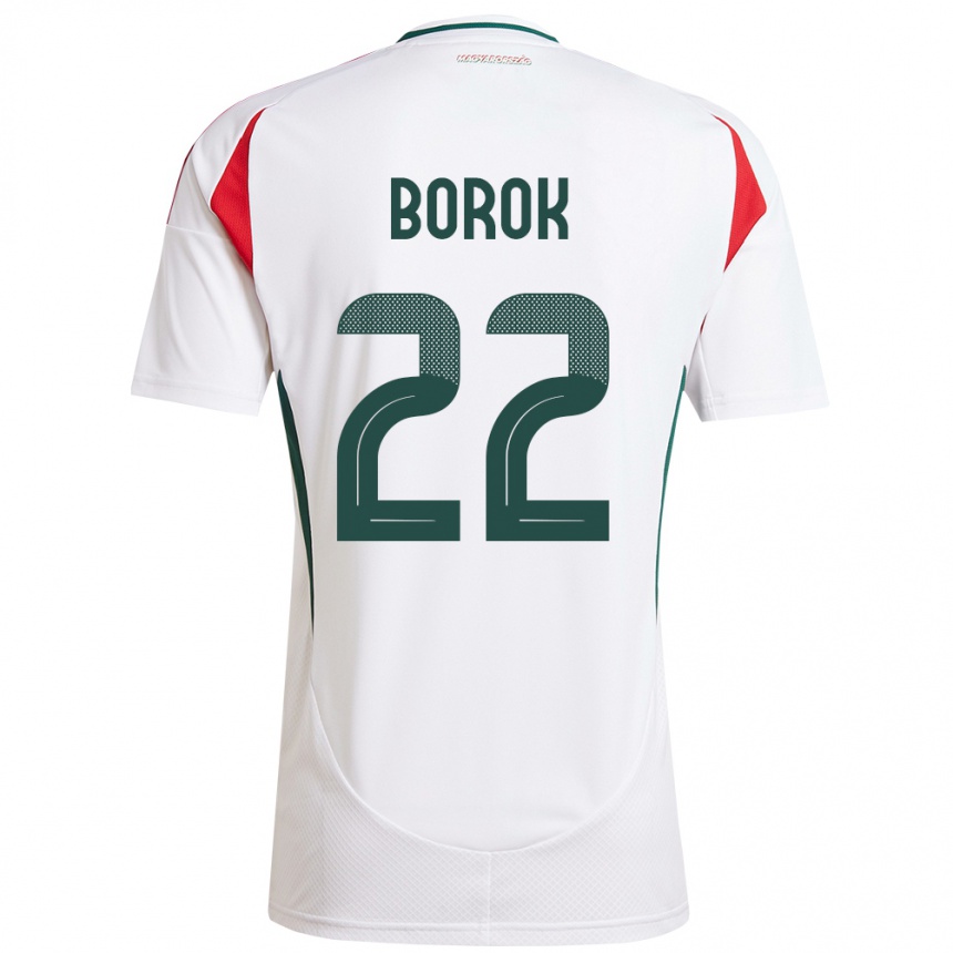 Niño Fútbol Camiseta Hungría Dorina Borók #22 Blanco 2ª Equipación 24-26 México