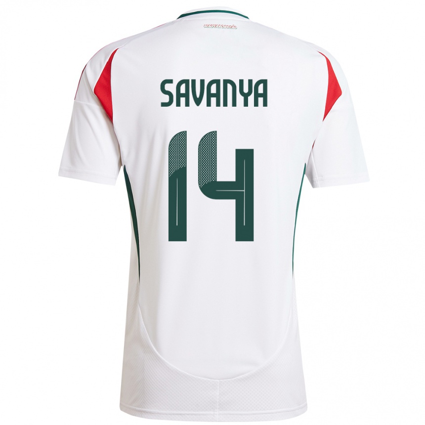 Niño Fútbol Camiseta Hungría Csilla Savanya #14 Blanco 2ª Equipación 24-26 México