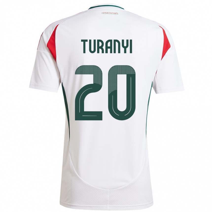 Niño Fútbol Camiseta Hungría Lilla Turányi #20 Blanco 2ª Equipación 24-26 México