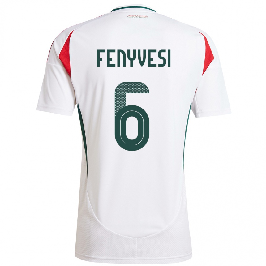 Niño Fútbol Camiseta Hungría Evelin Fenyvesi #6 Blanco 2ª Equipación 24-26 México