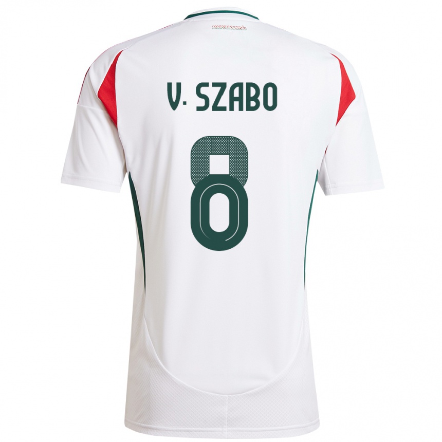 Niño Fútbol Camiseta Hungría Viktória Szabó #8 Blanco 2ª Equipación 24-26 México