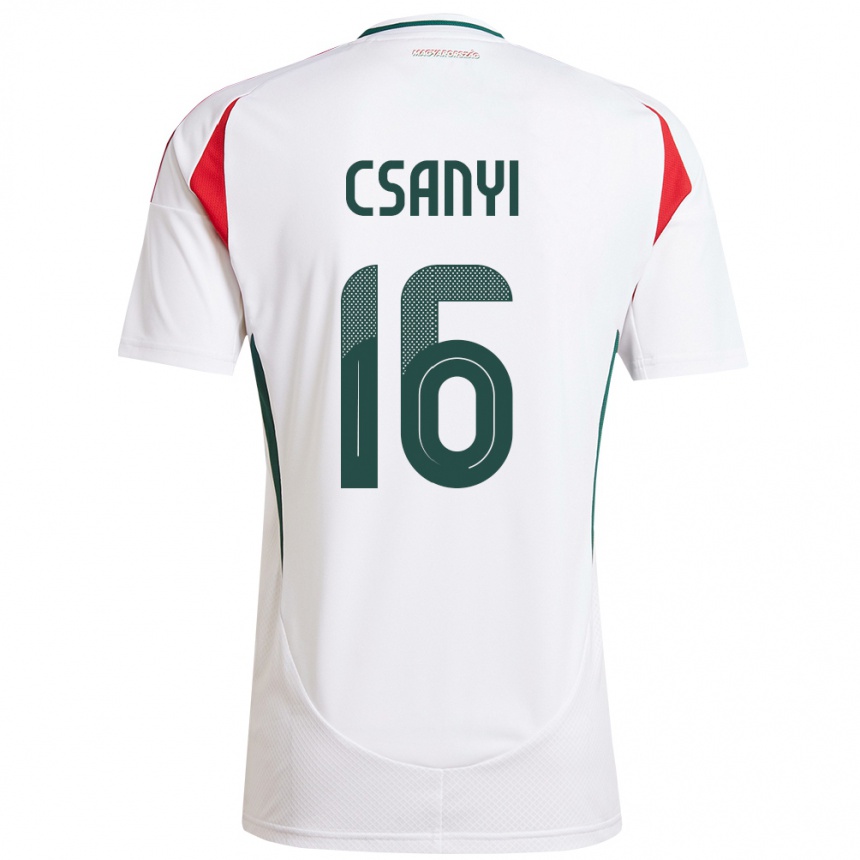 Niño Fútbol Camiseta Hungría Diána Csányi #16 Blanco 2ª Equipación 24-26 México