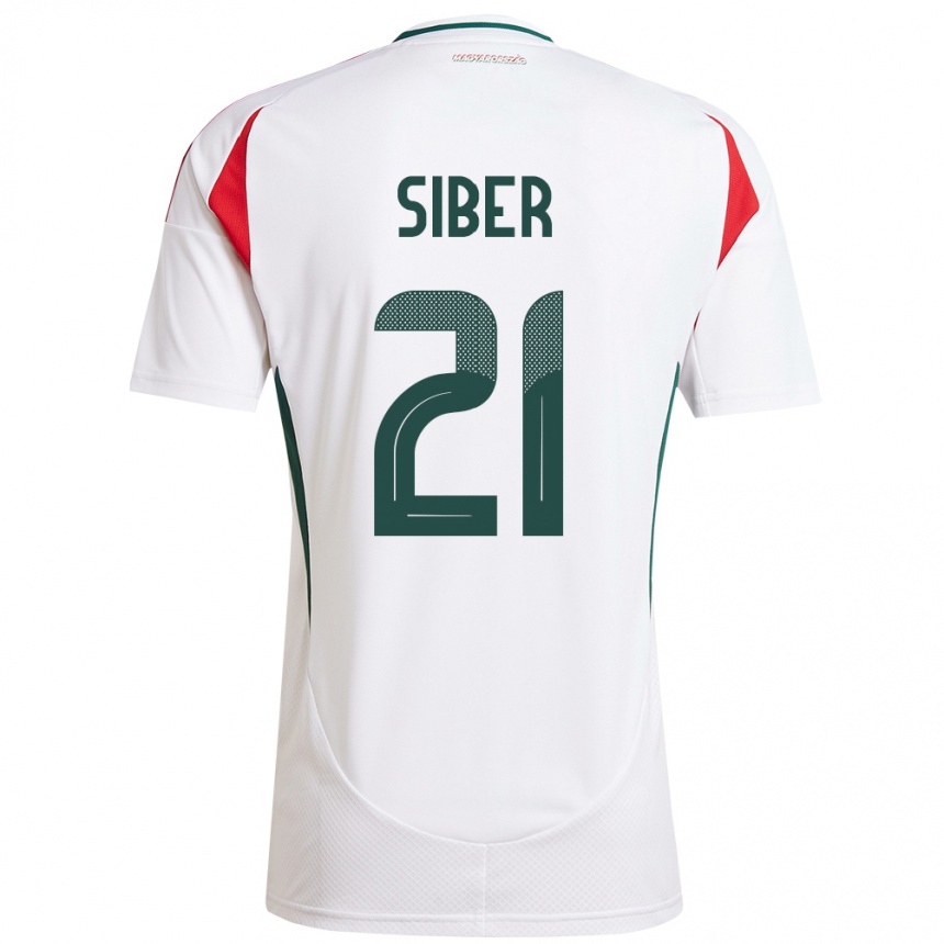 Niño Fútbol Camiseta Hungría Glória Siber #21 Blanco 2ª Equipación 24-26 México