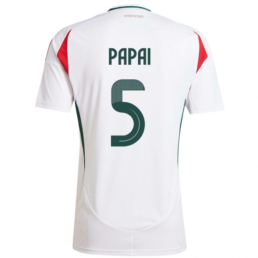 Niño Fútbol Camiseta Hungría Emőke Pápai #5 Blanco 2ª Equipación 24-26 México