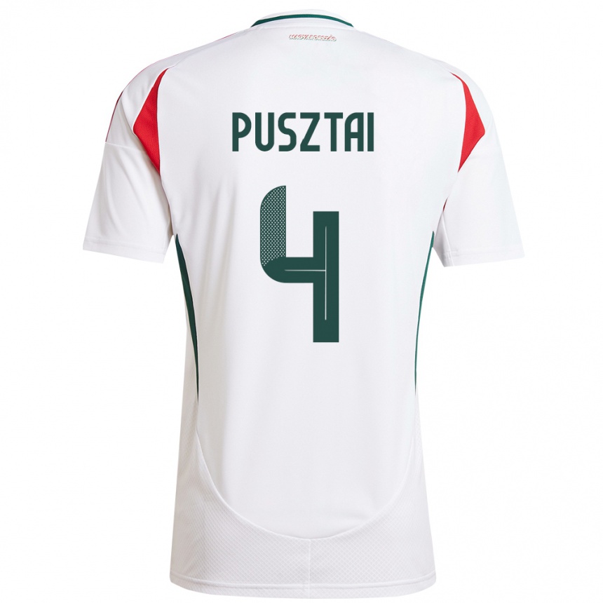 Niño Fútbol Camiseta Hungría Sára Pusztai #4 Blanco 2ª Equipación 24-26 México