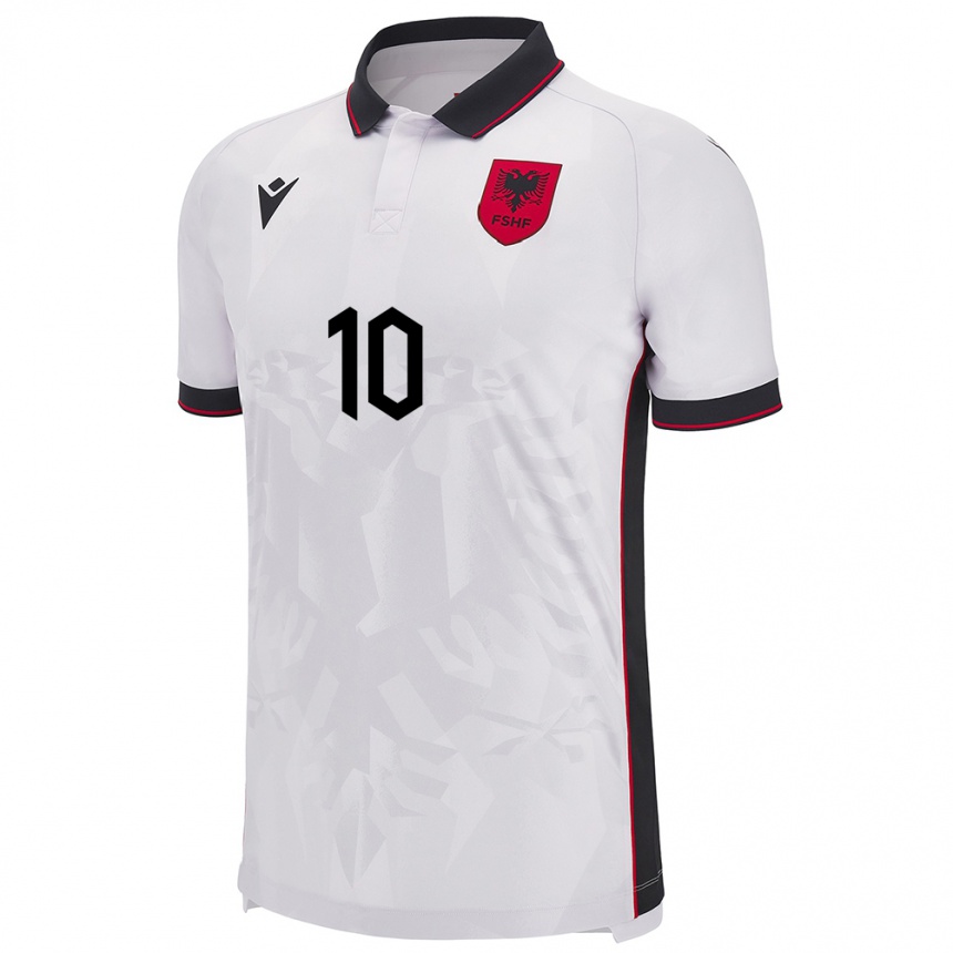 Niño Fútbol Camiseta Albania Tedi Malaj #10 Blanco 2ª Equipación 24-26 México