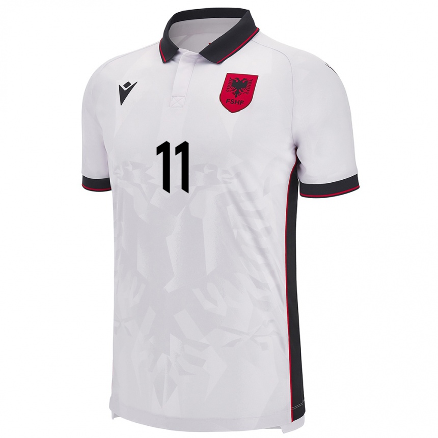 Niño Fútbol Camiseta Albania Stiven Shpendi #11 Blanco 2ª Equipación 24-26 México