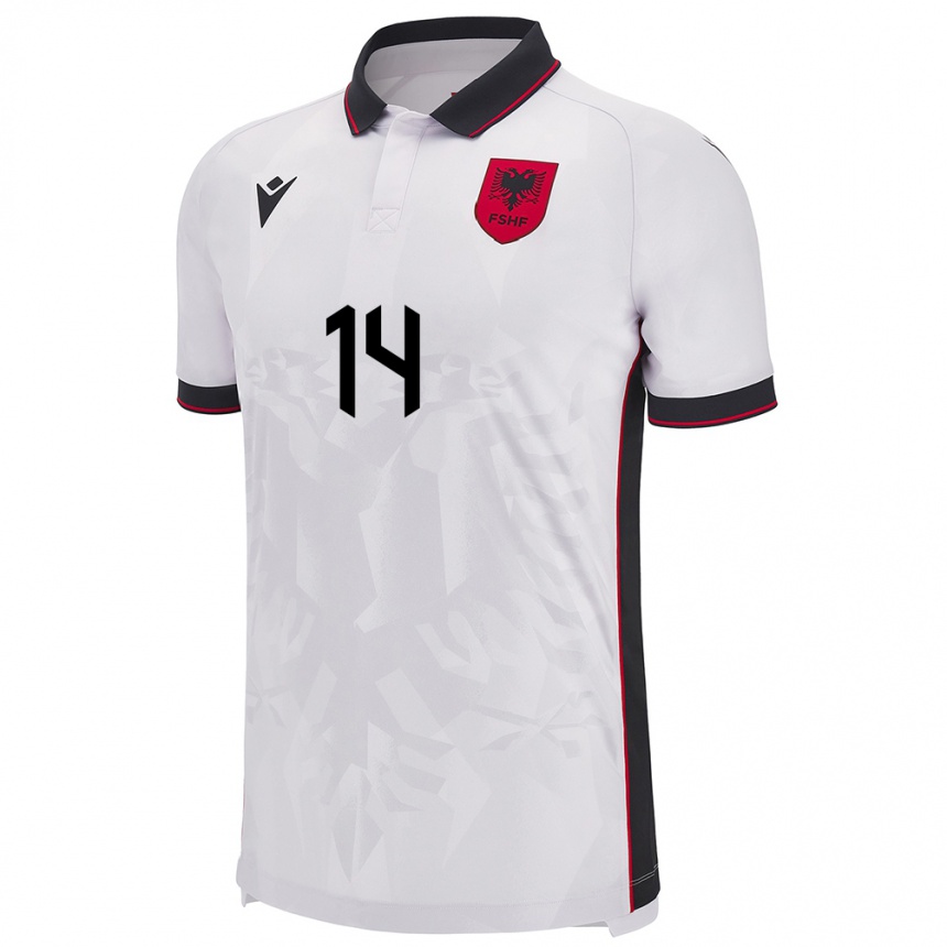 Niño Fútbol Camiseta Albania Gabrian Cani #14 Blanco 2ª Equipación 24-26 México