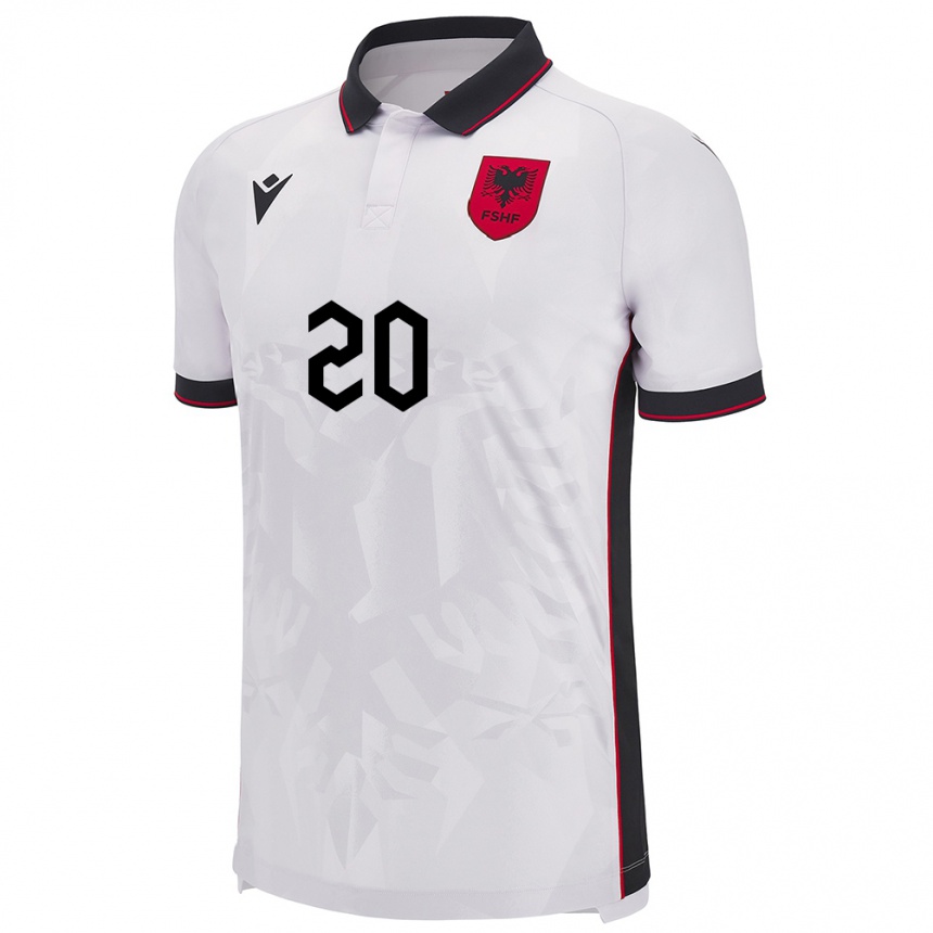 Niño Fútbol Camiseta Albania Kledi Marinaj #20 Blanco 2ª Equipación 24-26 México