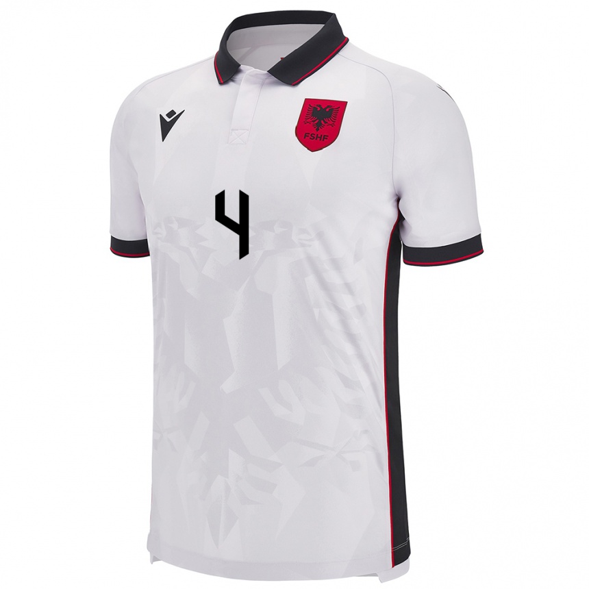 Niño Fútbol Camiseta Albania Leonora Dedgjonaj #4 Blanco 2ª Equipación 24-26 México