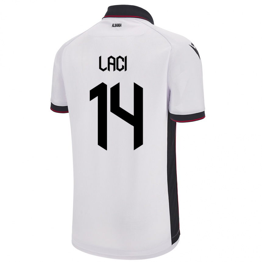 Niño Fútbol Camiseta Albania Qazim Laci #14 Blanco 2ª Equipación 24-26 México