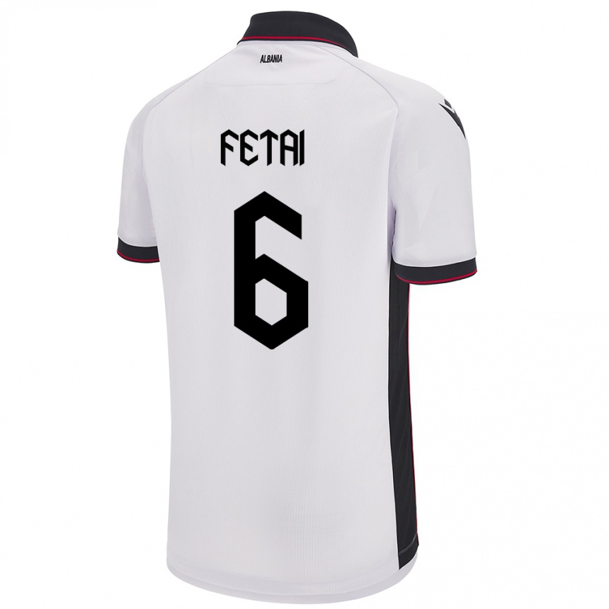 Niño Fútbol Camiseta Albania Feta Fetai #6 Blanco 2ª Equipación 24-26 México