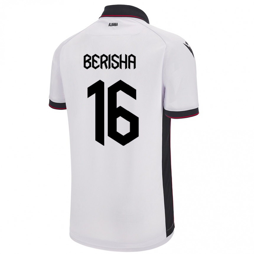 Niño Fútbol Camiseta Albania Medon Berisha #16 Blanco 2ª Equipación 24-26 México