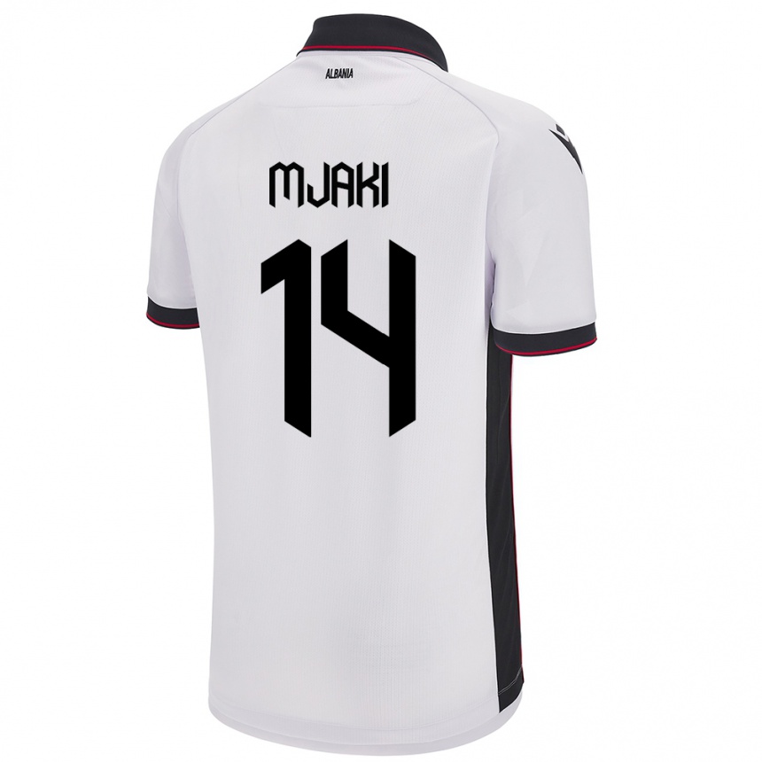 Niño Fútbol Camiseta Albania Agan Mjaki #14 Blanco 2ª Equipación 24-26 México