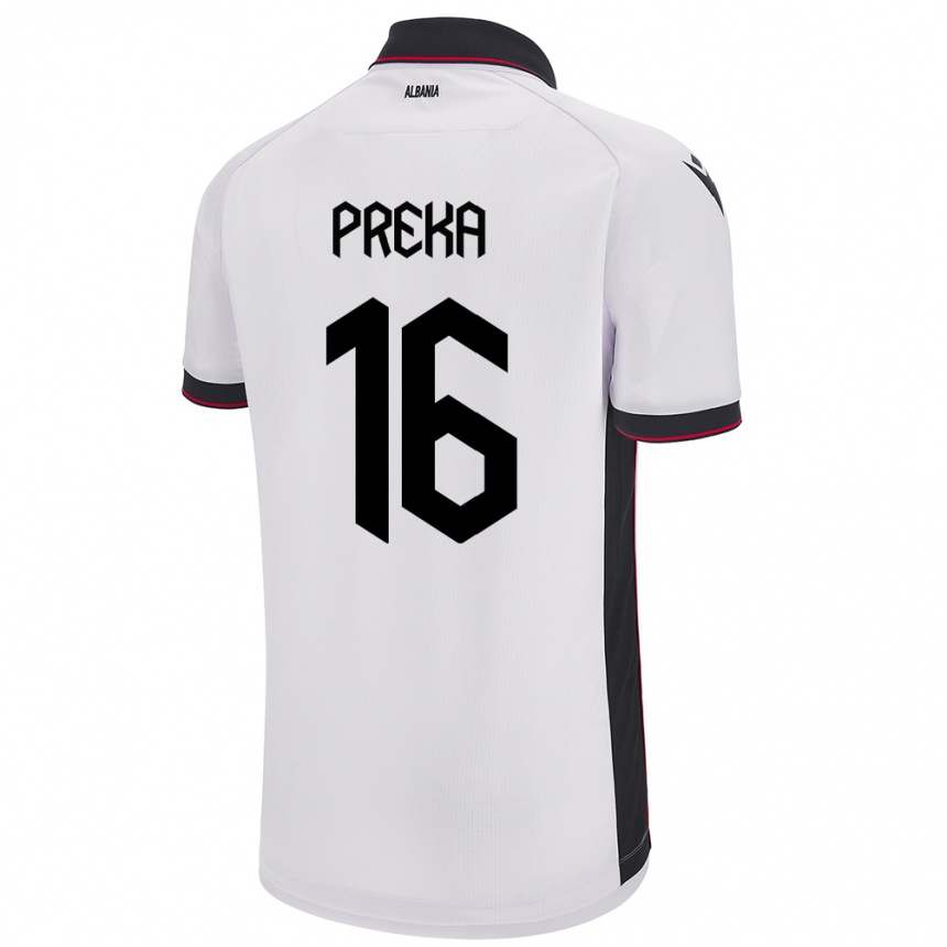 Niño Fútbol Camiseta Albania Marcelino Preka #16 Blanco 2ª Equipación 24-26 México