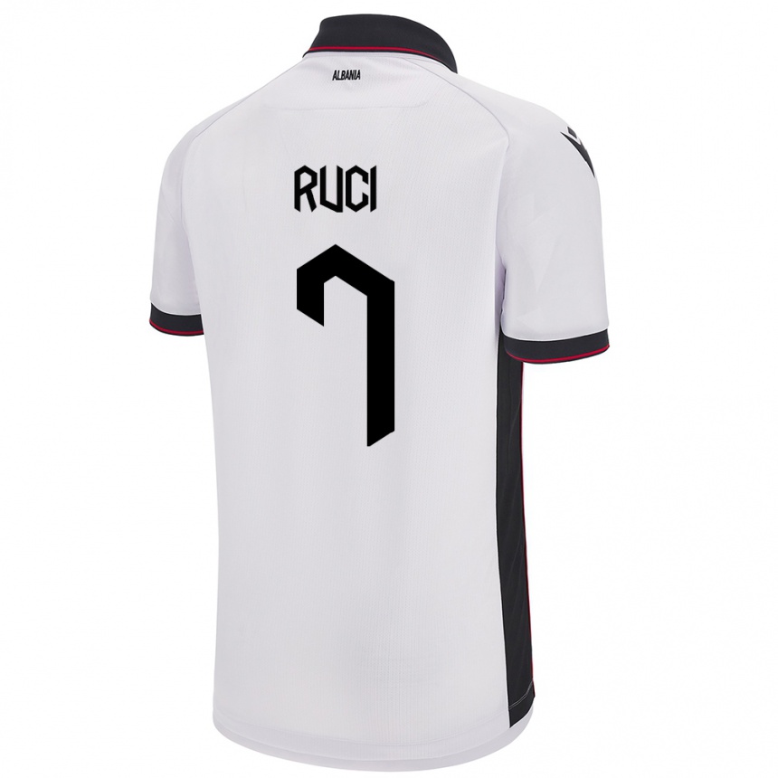 Niño Fútbol Camiseta Albania Flamur Ruci #7 Blanco 2ª Equipación 24-26 México