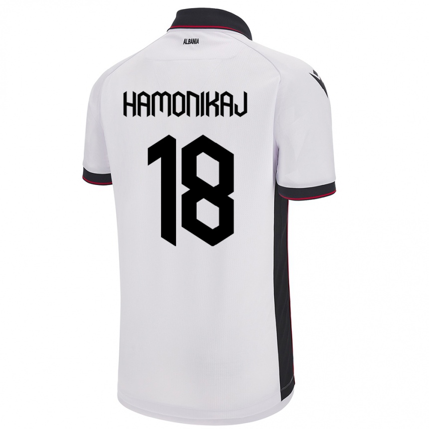 Niño Fútbol Camiseta Albania Klea Hamonikaj #18 Blanco 2ª Equipación 24-26 México