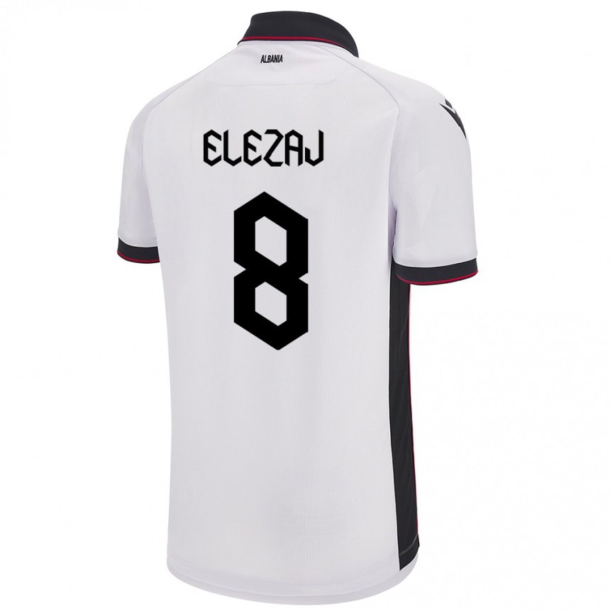 Niño Fútbol Camiseta Albania Endrina Elezaj #8 Blanco 2ª Equipación 24-26 México