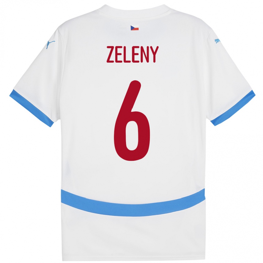 Niño Fútbol Camiseta Chequia Jaroslav Zelený #6 Blanco 2ª Equipación 24-26 México