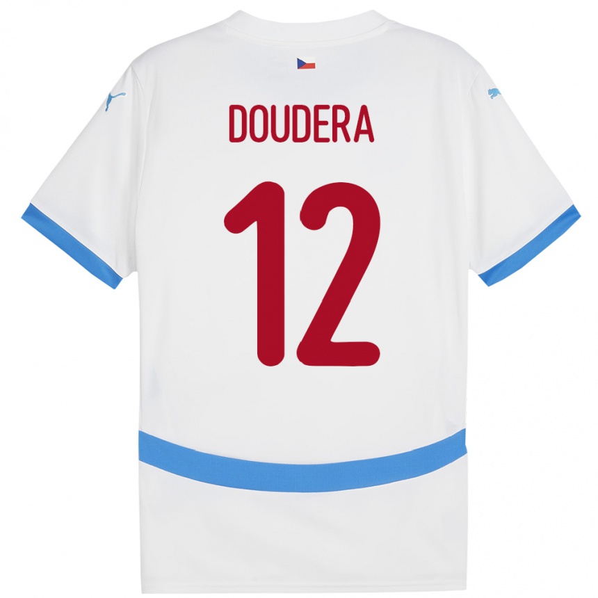 Niño Fútbol Camiseta Chequia David Doudera #12 Blanco 2ª Equipación 24-26 México