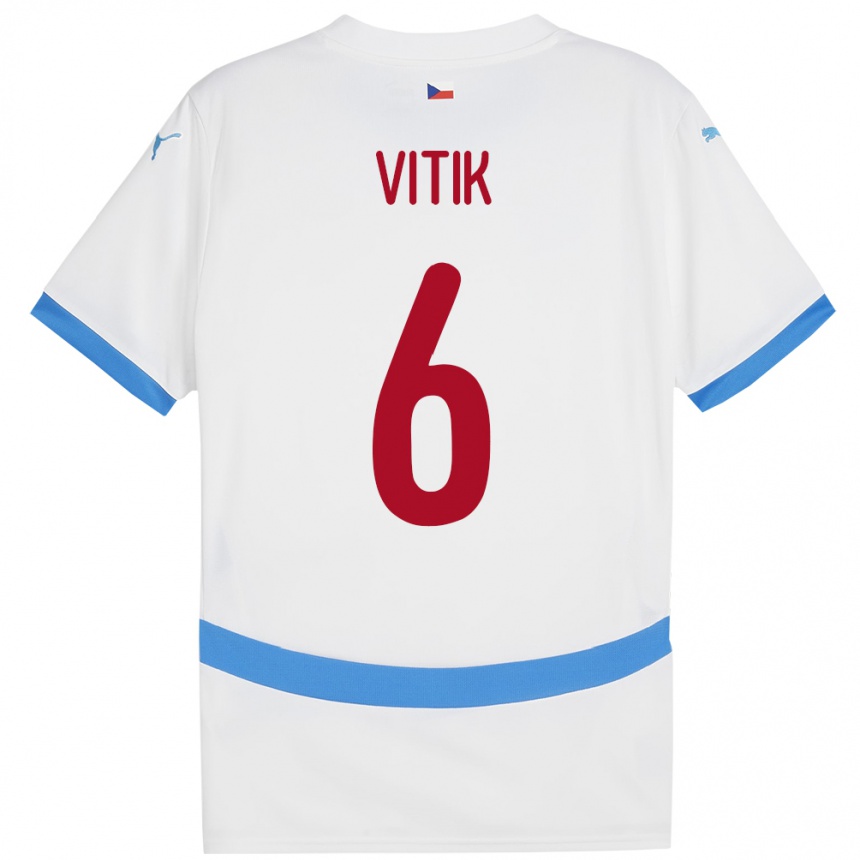 Niño Fútbol Camiseta Chequia Martin Vitík #6 Blanco 2ª Equipación 24-26 México