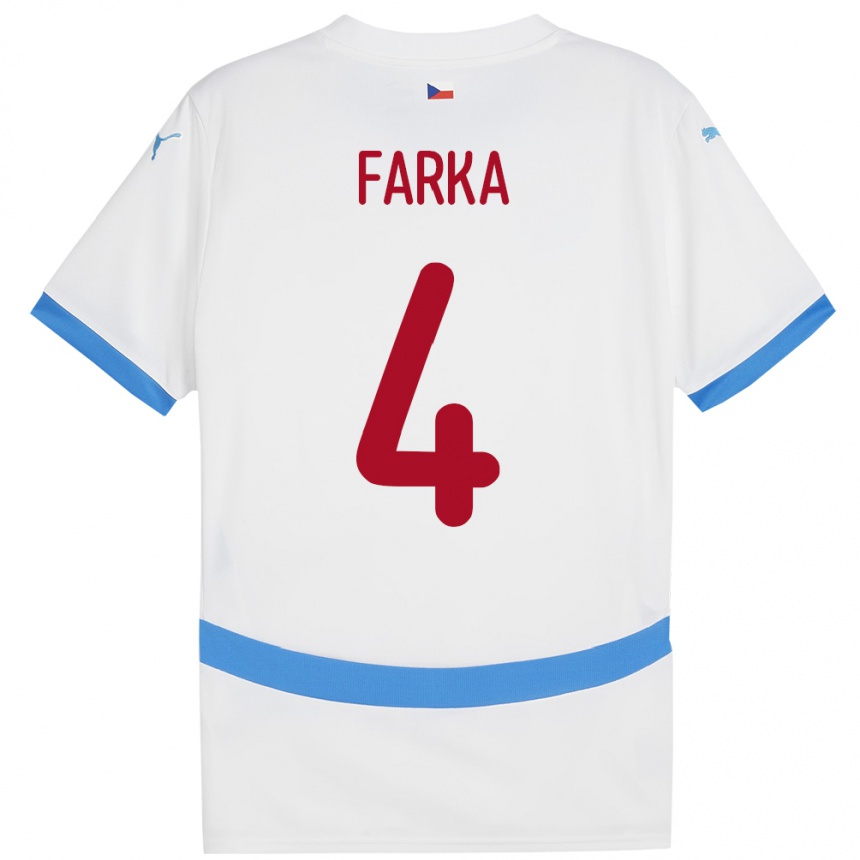 Niño Fútbol Camiseta Chequia Dominik Farka #4 Blanco 2ª Equipación 24-26 México