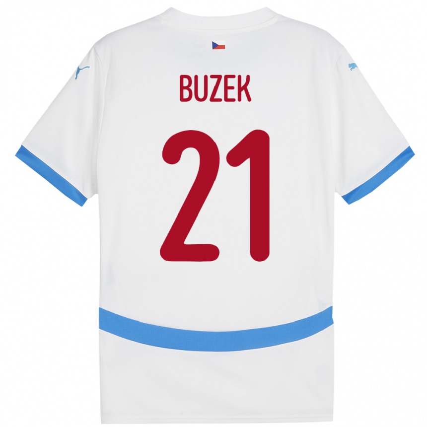 Niño Fútbol Camiseta Chequia Alexandr Buzek #21 Blanco 2ª Equipación 24-26 México
