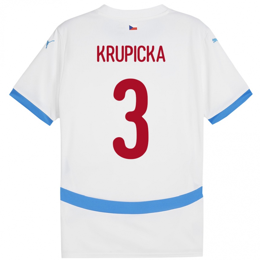 Niño Fútbol Camiseta Chequia David Krupicka #3 Blanco 2ª Equipación 24-26 México