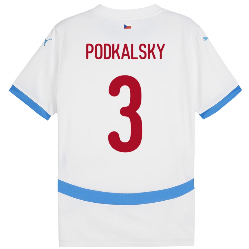 Niño Fútbol Camiseta Chequia Jakub Podkalsky #3 Blanco 2ª Equipación 24-26 México