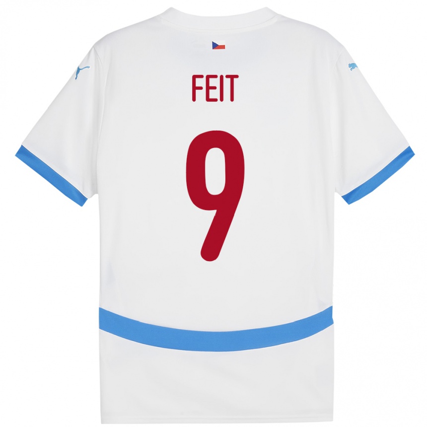 Niño Fútbol Camiseta Chequia Jan Feit #9 Blanco 2ª Equipación 24-26 México