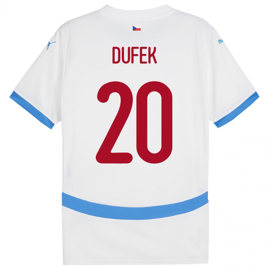 Niño Fútbol Camiseta Chequia Jakub Dufek #20 Blanco 2ª Equipación 24-26 México