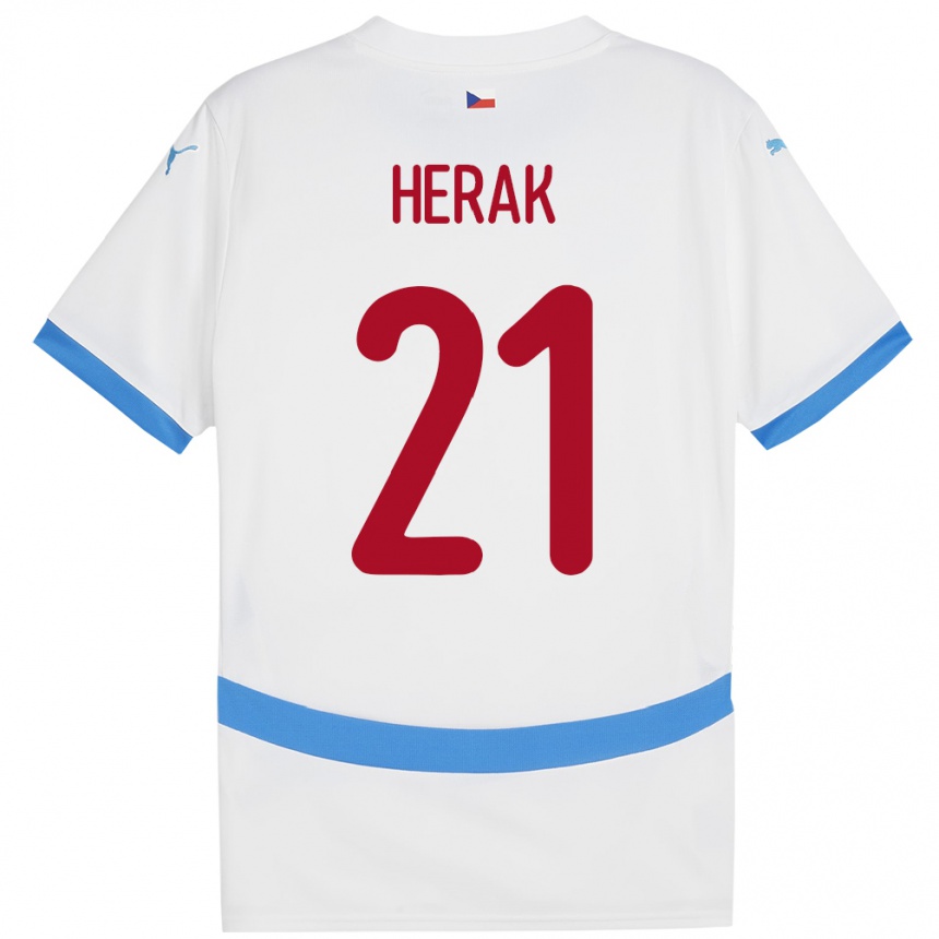 Niño Fútbol Camiseta Chequia Frantisek Herak #21 Blanco 2ª Equipación 24-26 México