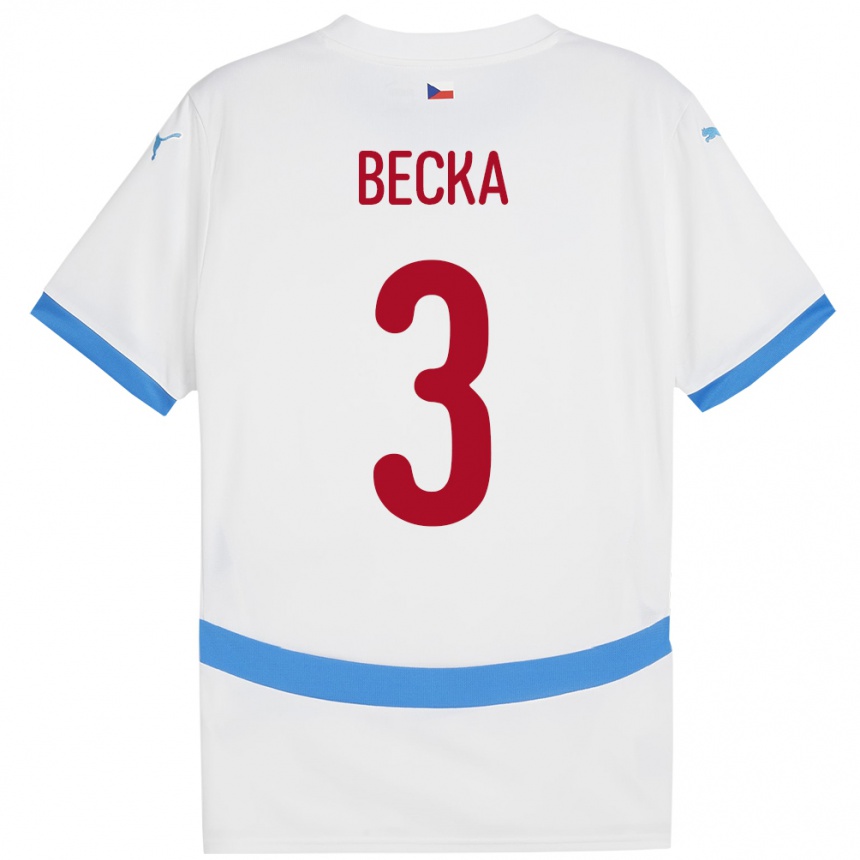 Niño Fútbol Camiseta Chequia Patrik Becka #3 Blanco 2ª Equipación 24-26 México