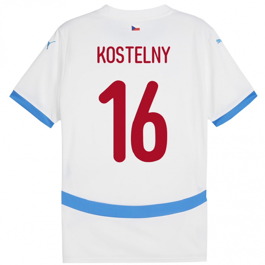 Niño Fútbol Camiseta Chequia Krystof Kostelny #16 Blanco 2ª Equipación 24-26 México