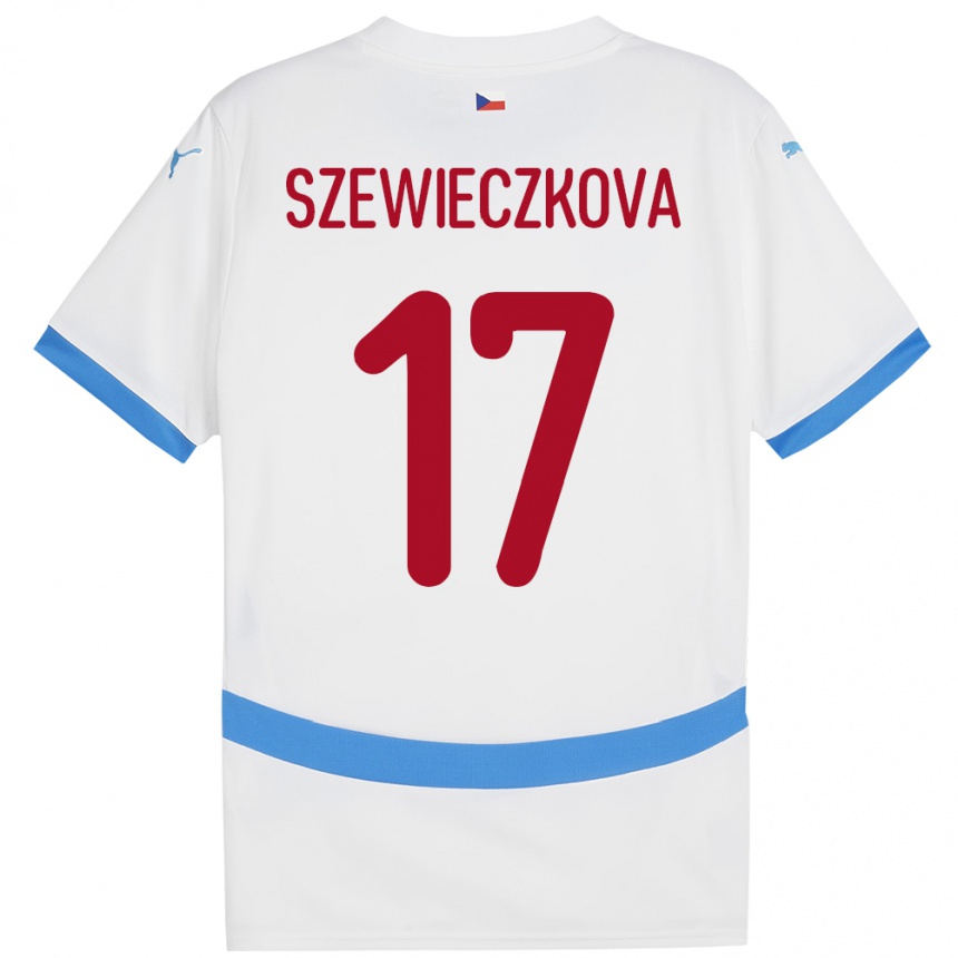 Niño Fútbol Camiseta Chequia Tereza Szewieczková #17 Blanco 2ª Equipación 24-26 México