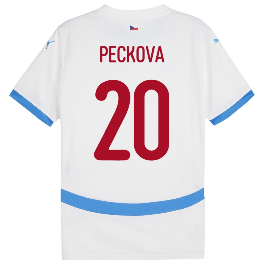 Niño Fútbol Camiseta Chequia Alena Pěčková #20 Blanco 2ª Equipación 24-26 México