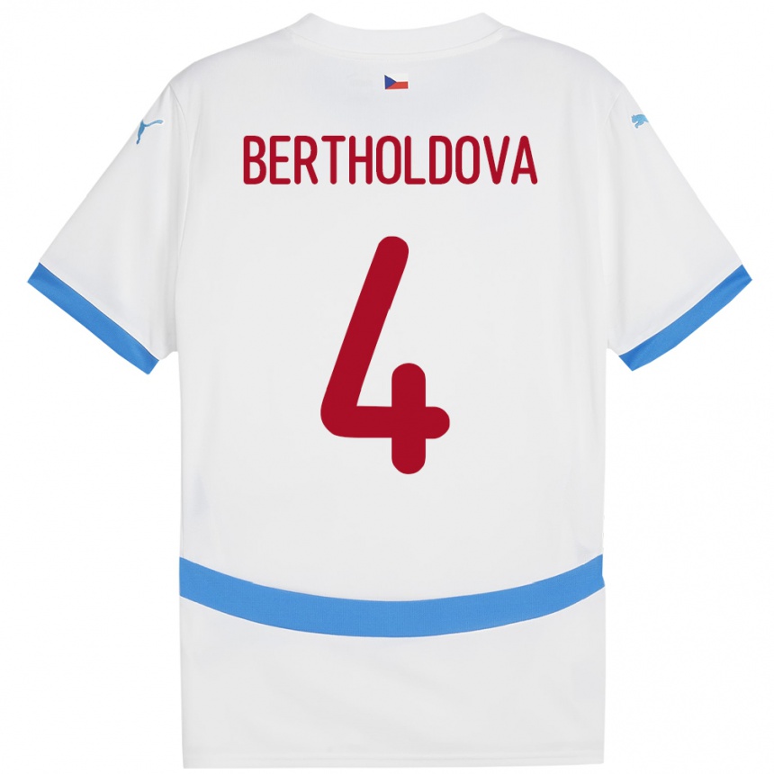 Niño Fútbol Camiseta Chequia Petra Bertholdová #4 Blanco 2ª Equipación 24-26 México