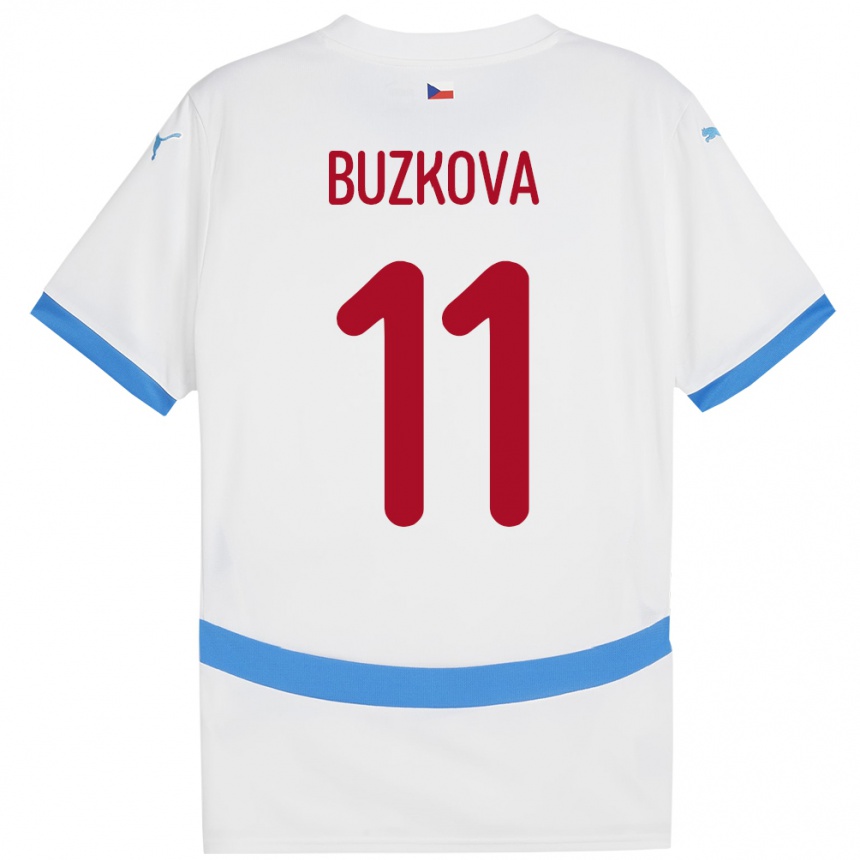 Niño Fútbol Camiseta Chequia Kateřina Bužková #11 Blanco 2ª Equipación 24-26 México