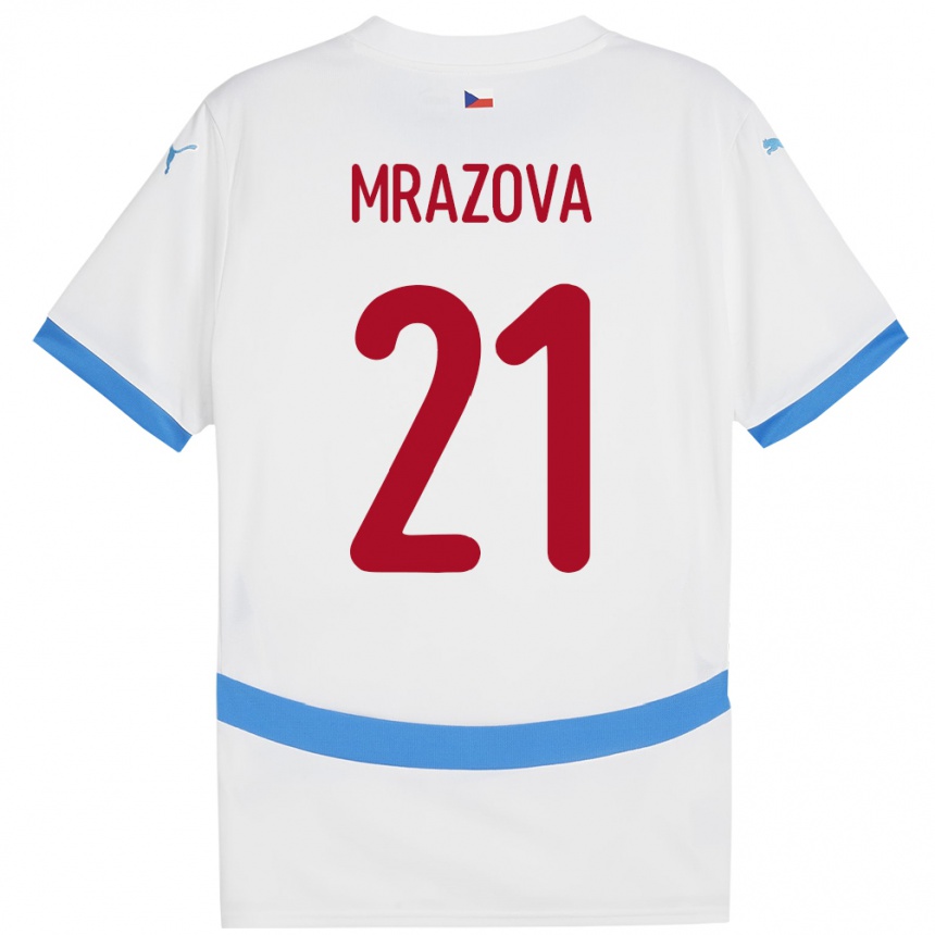 Niño Fútbol Camiseta Chequia Miroslava Mrázová #21 Blanco 2ª Equipación 24-26 México