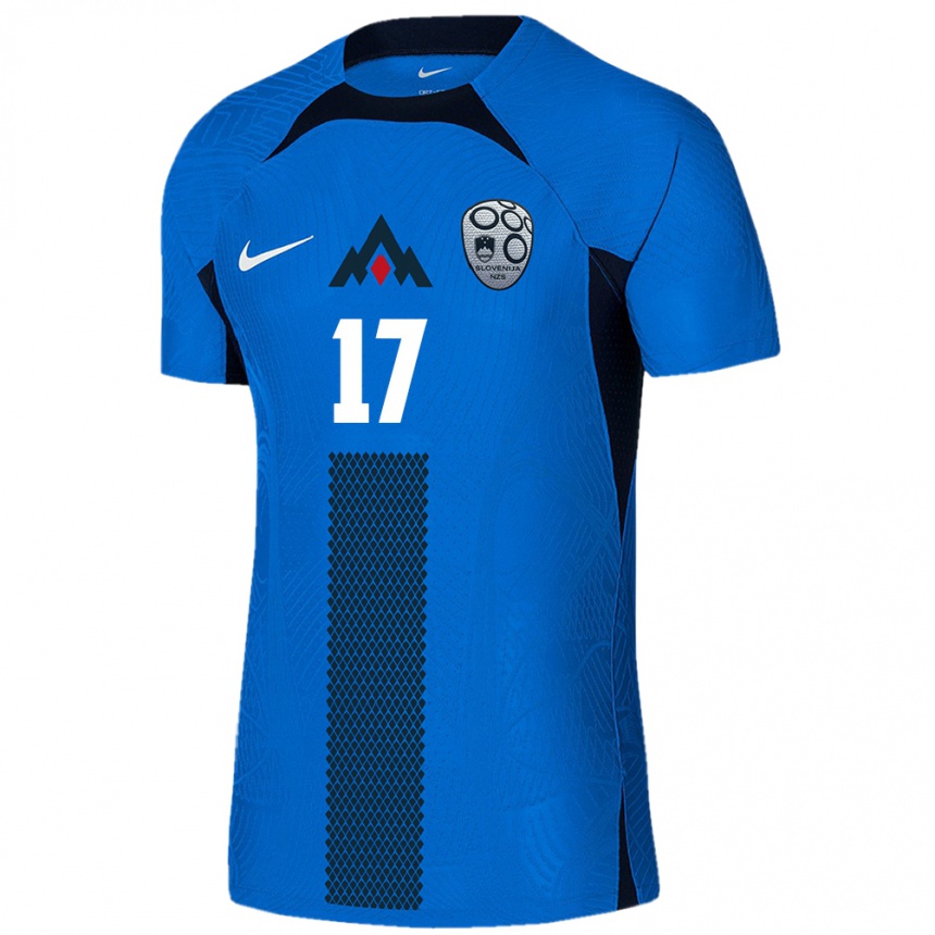 Niño Fútbol Camiseta Eslovenia Izabela Križaj #17 Azul 2ª Equipación 24-26 México