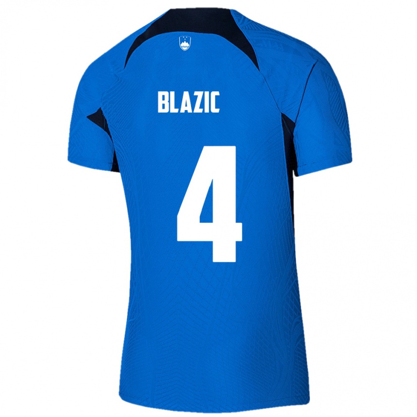 Niño Fútbol Camiseta Eslovenia Miha Blazic #4 Azul 2ª Equipación 24-26 México