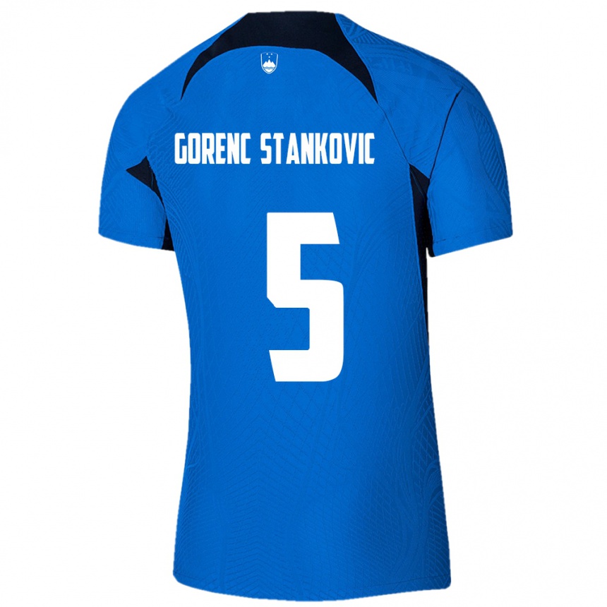 Niño Fútbol Camiseta Eslovenia Jon Gorenc Stankovic #5 Azul 2ª Equipación 24-26 México