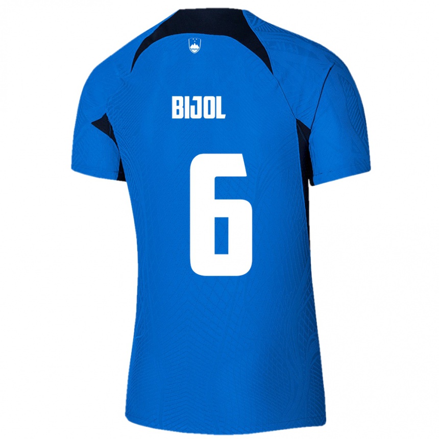 Niño Fútbol Camiseta Eslovenia Jaka Bijol #6 Azul 2ª Equipación 24-26 México