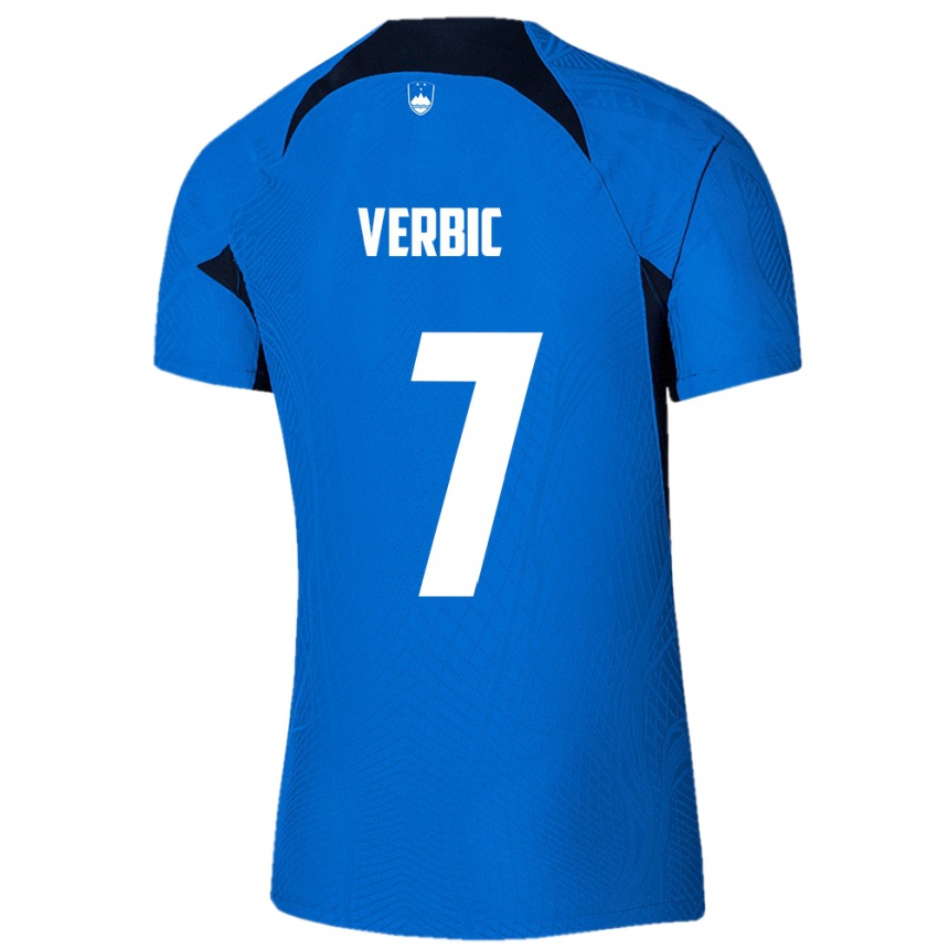 Niño Fútbol Camiseta Eslovenia Benjamin Verbic #7 Azul 2ª Equipación 24-26 México