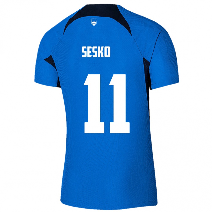 Niño Fútbol Camiseta Eslovenia Benjamin Sesko #11 Azul 2ª Equipación 24-26 México
