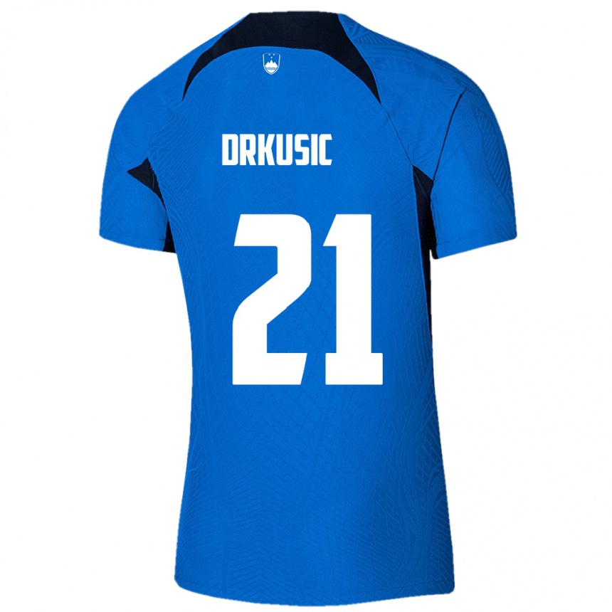 Niño Fútbol Camiseta Eslovenia Vanja Drkusic #21 Azul 2ª Equipación 24-26 México