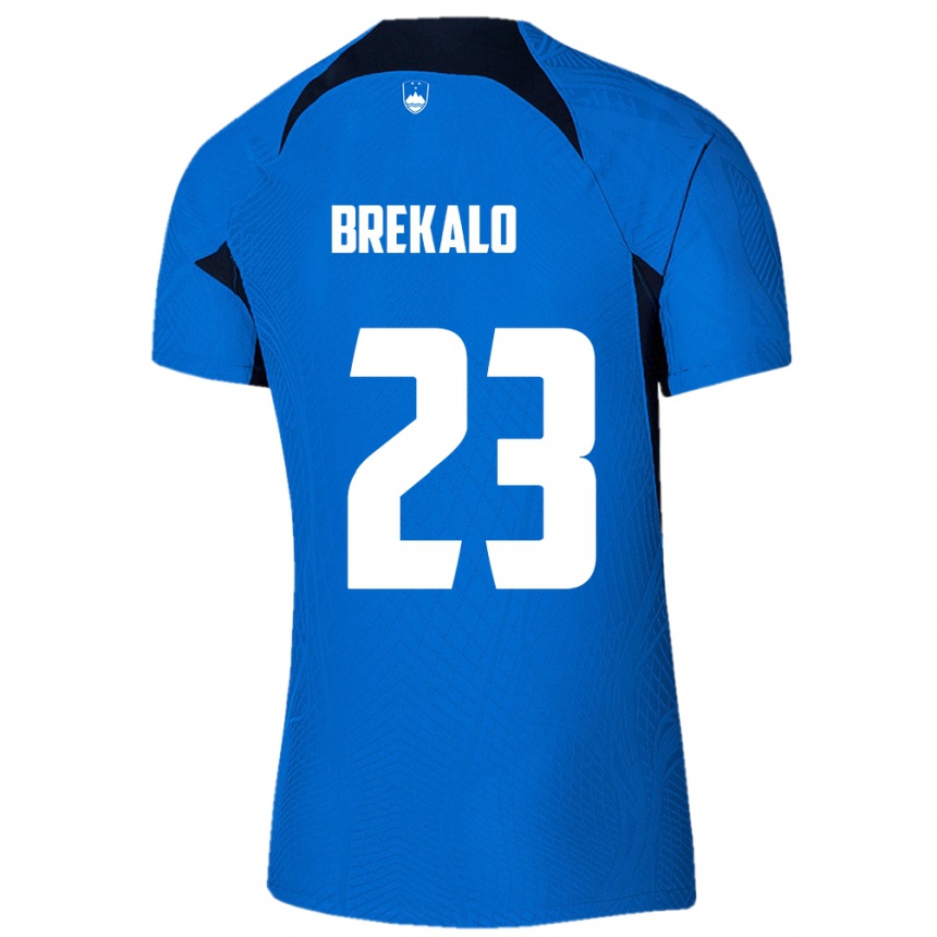 Niño Fútbol Camiseta Eslovenia David Brekalo #23 Azul 2ª Equipación 24-26 México