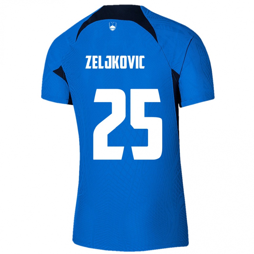 Niño Fútbol Camiseta Eslovenia Adrian Zeljkovic #25 Azul 2ª Equipación 24-26 México