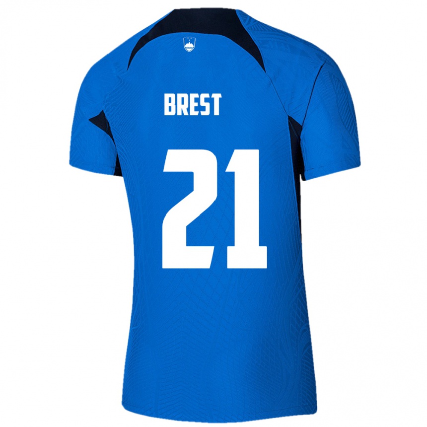 Niño Fútbol Camiseta Eslovenia Marko Brest #21 Azul 2ª Equipación 24-26 México